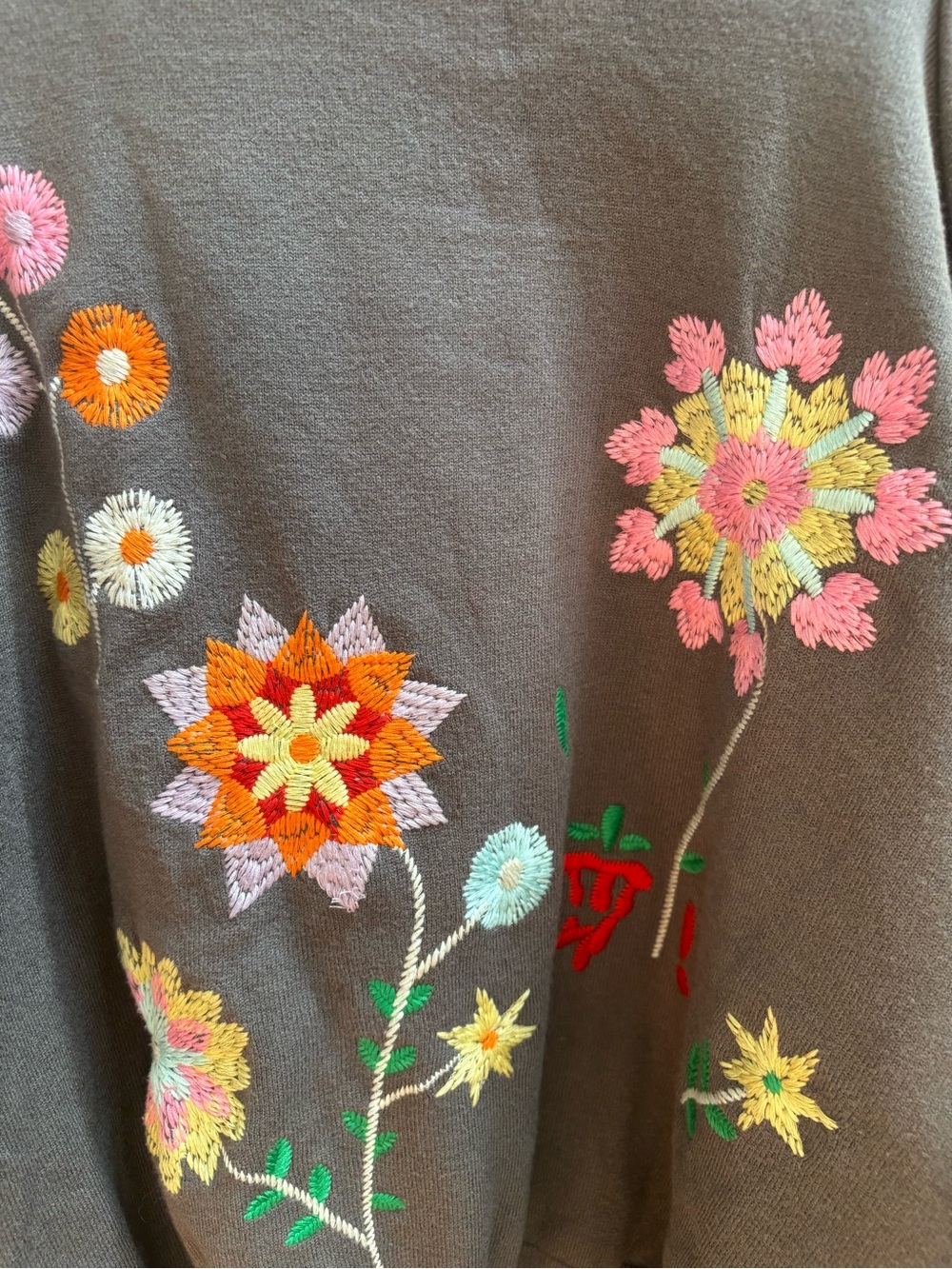 Unbranded Cold-Shoulder Floral Embroidered Turtleneck Sweatshirt, Size S, EUC - Picture 3 of 6